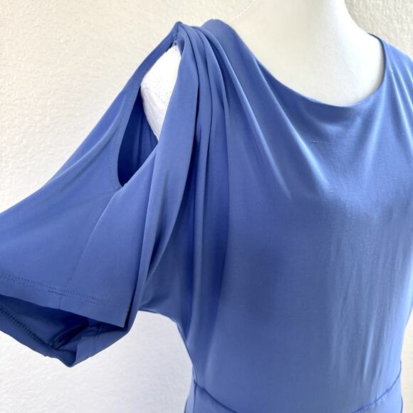 Last Tango Dress Dusty Blue Size Medium Knee Length Career Bodycon Open Sleeves - Picture 8 of 14